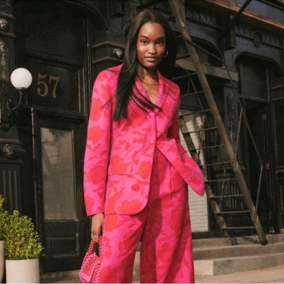 kate spade Jackets & Blazers - Kate Spade Linen Blend Bold Pink & Red Blazer and Suit Jacket XS NWT